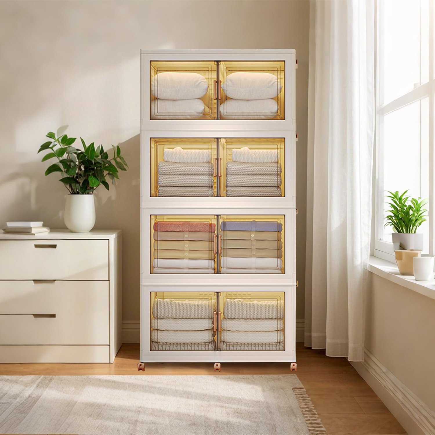 Triumpunpre Ladekast / Opbergkast 5-Lades met Wielen - Kunststof Ladekast voor Kleding & Boeken - 48 x 30 x 84,5 cm - Crème Wit - Voor Slaapkamer, Kantoor & Badkamer