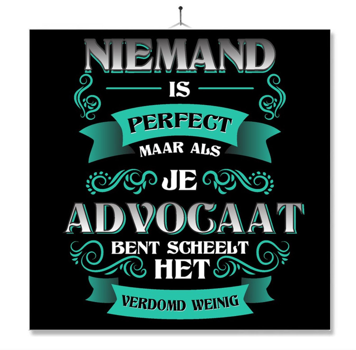 MC Living Tegel Met Opdruk | Kado | Cadeau | Niemand Is Perfect | Beroep | Advocaat Multi-Color