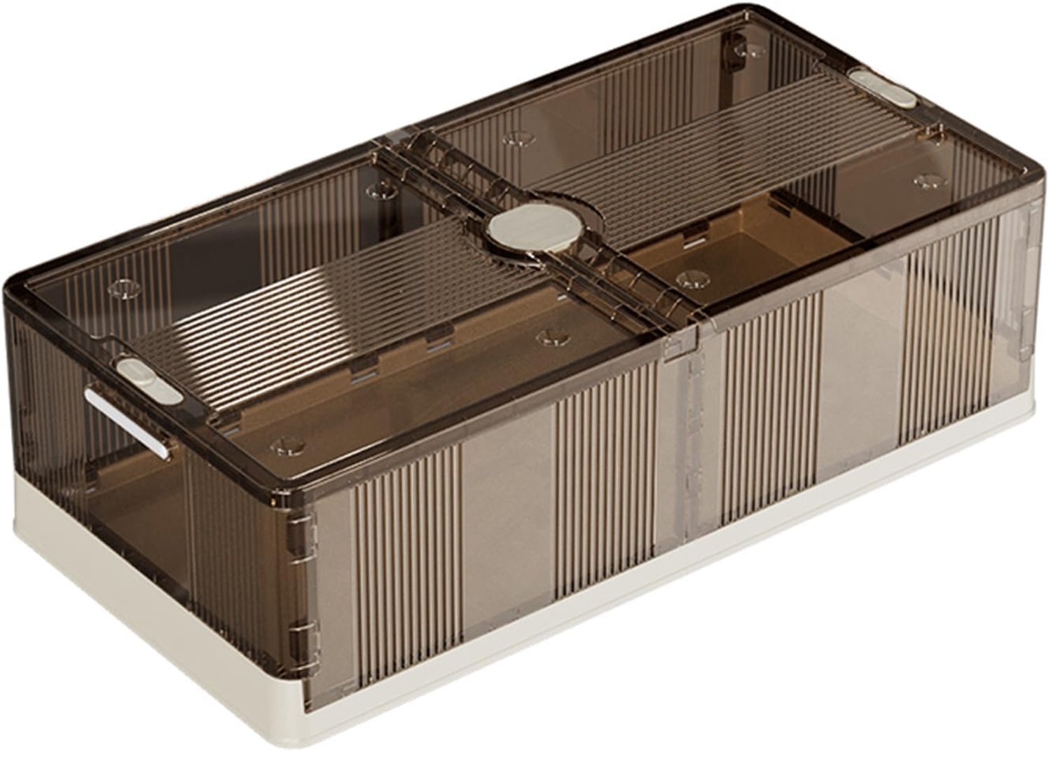 Triumpunpre Opbergbox onder het Bed - Set van 2, Opvouwbaar met 6 Wielen, Transparant Deksel & Verborgen Handgrepen - 100 x 50 x 25 cm (125L per stuk) - Transparant Bruin - Voor Kleding, Dekbedden & Schoenen 1 stuck