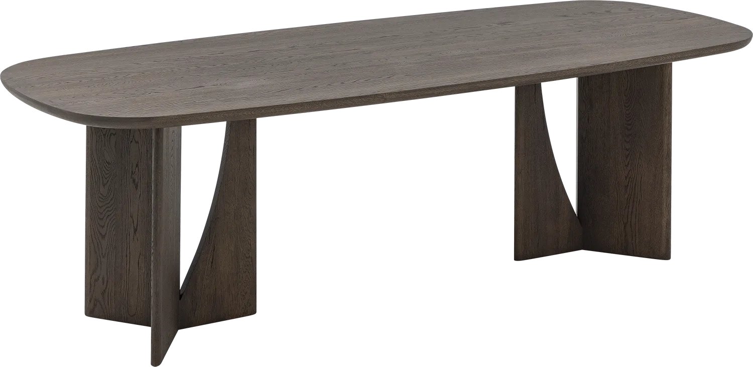Goossens Eettafel Slim - 240 x 76 x 100 - eiken - donker bruin - semi ovaal - 6 personen eiken soft touch lak coffee geborsteld