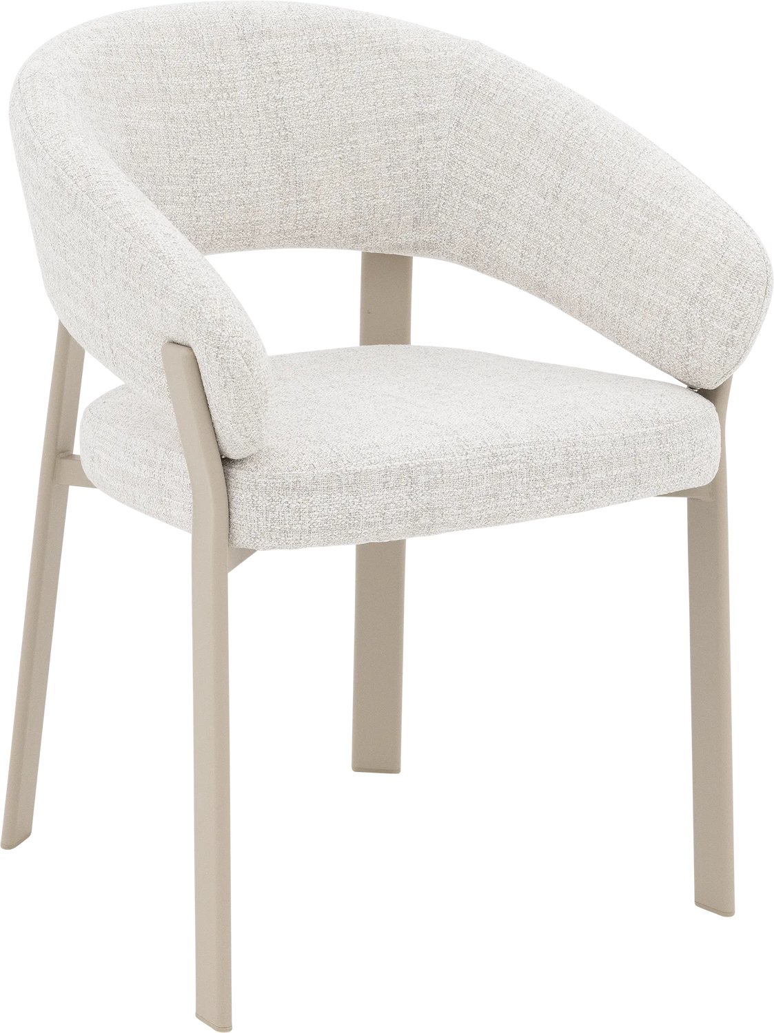 Goossens Eetkamerstoel Linde - Beige - Stof - Met Armleuning