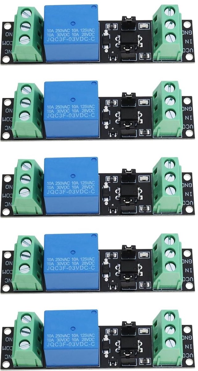 5-delige 3V relais schakelaars module met optocoupler voor ESP8266 en Arduino toepassingen