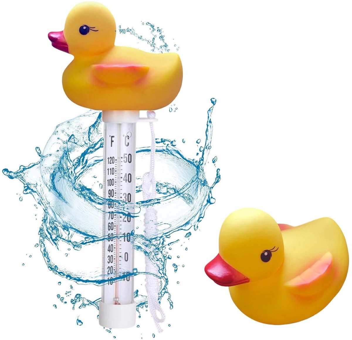 Zwemwater Thermometer voor Zwembaden, Spa's en Aquaria - Drijvend, Schokbestendig en Met Koord