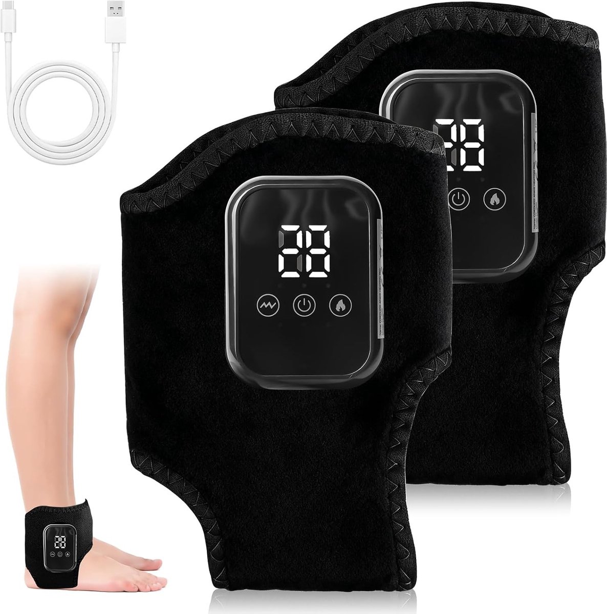 3-in-1 Draadloos Voetmassageapparaat met 3 Intensiteitsniveaus en Warmtefunctie voor Ontspanning en Pijnverlichting