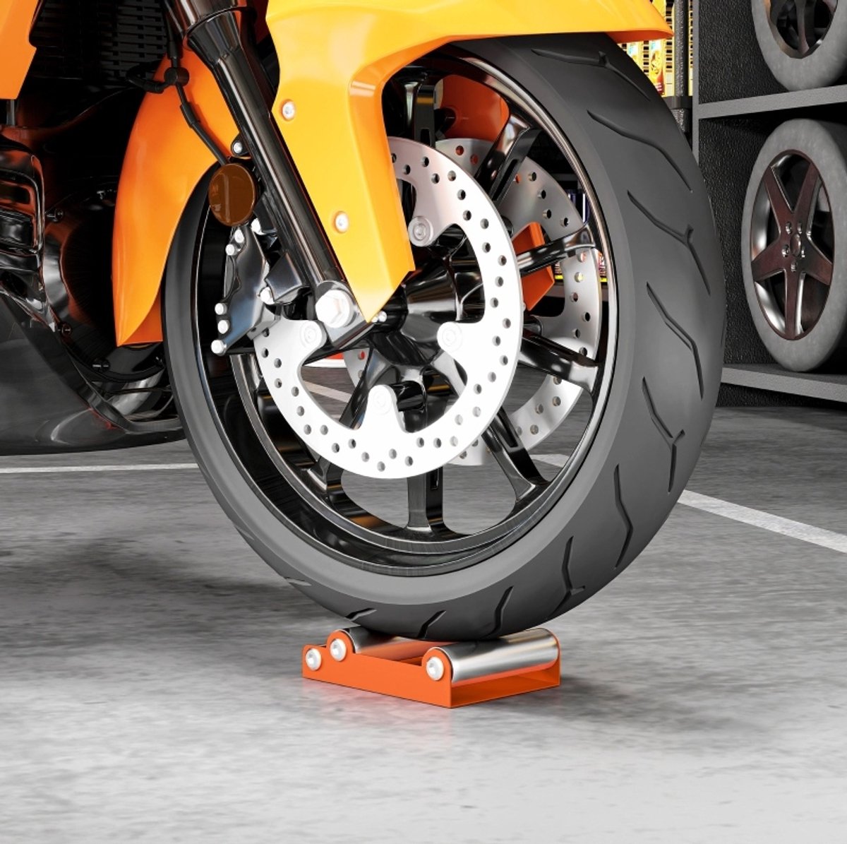 MODFU-Motorfiets-Reinigingsstandaard-Kettingonderhoud-Oranje