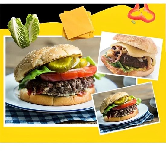 Lamor Hamburgermaker - Burgermaker - Burgermakers - Hamburgers - Antiaanbakoppervlak - Compact - Veelzijdig - 13 x 20 ×x14 cm — afbeelding 4