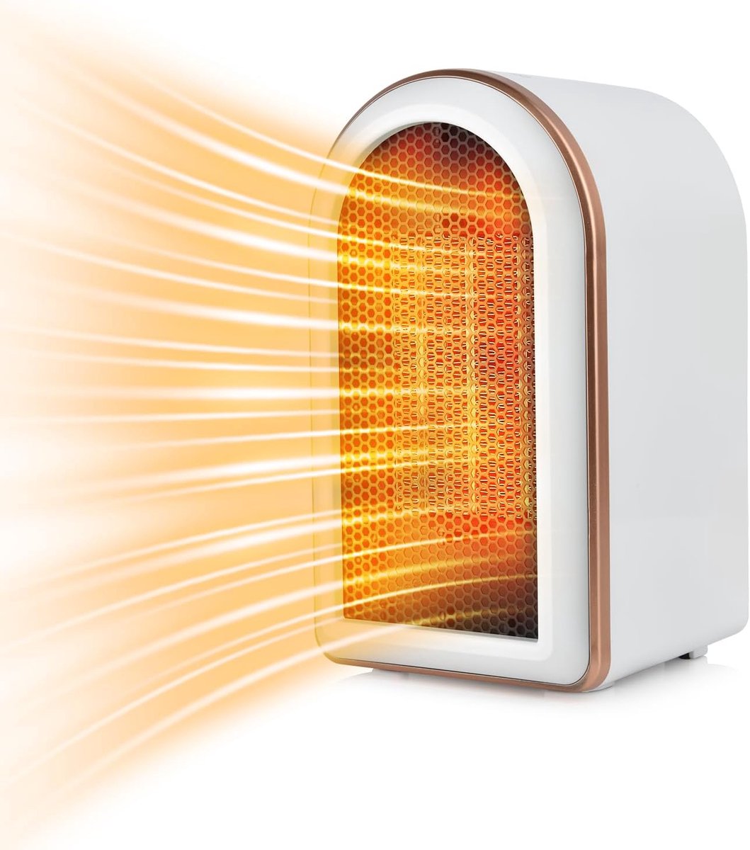 Mini-ventilatorkachel, Energiebesparend, PTC Keramische Elektrokachel, Geruisloos, Mobiele Elektrische Stopcontactverwarming 1200W/800W & Oververhittingsbeveiliging, Ventilatorkachel