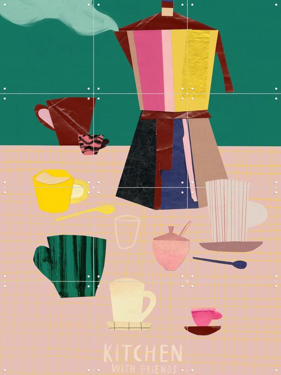 IXXI Espresso 6, Signorinah - 60 x 80 cm - Gratis ophangtool - Grote wanddecoratie en posters - Collage, Kleurrijk, Speels, Illustraties, Vintage