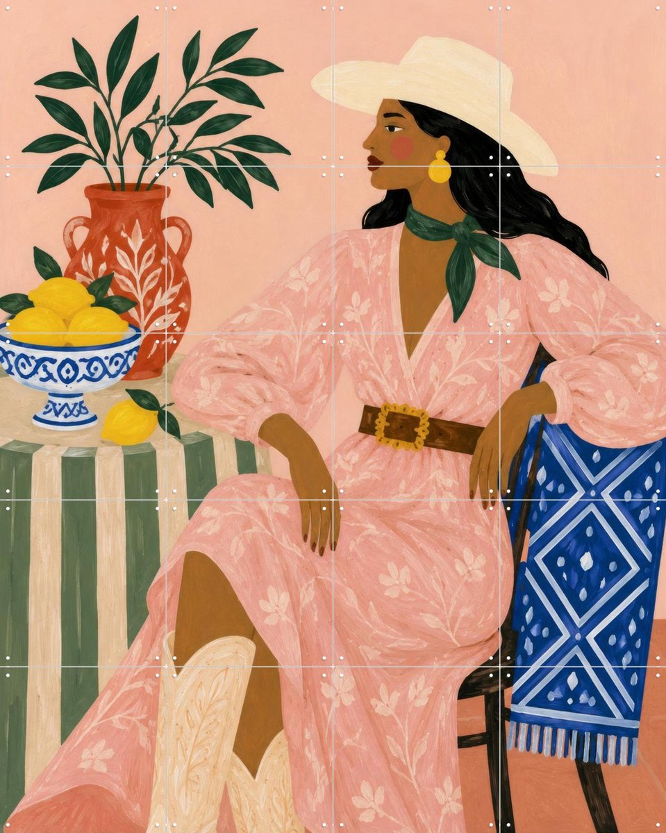IXXI Lemon Ranch, Atelier Pommeline - 80 x 100 cm - Gratis ophangtool - Grote wanddecoratie en posters - Modern, Illustraties, Kleurrijk, Gang