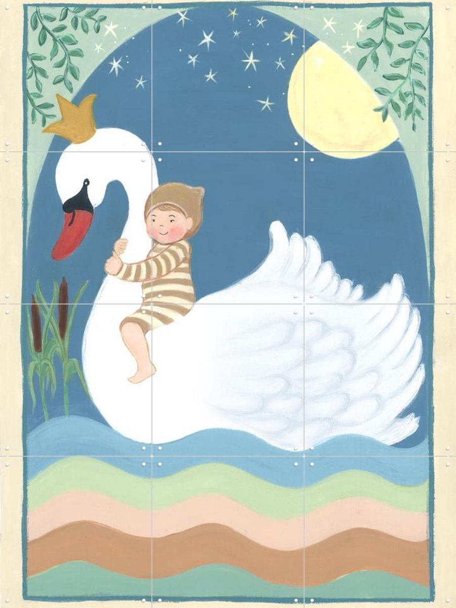 IXXI In de Maneschijn, Desirée van Hattem - 60 x 80 cm - Gratis ophangtool - Grote wanddecoratie en posters - Illustraties, Speels, Fantasierijk