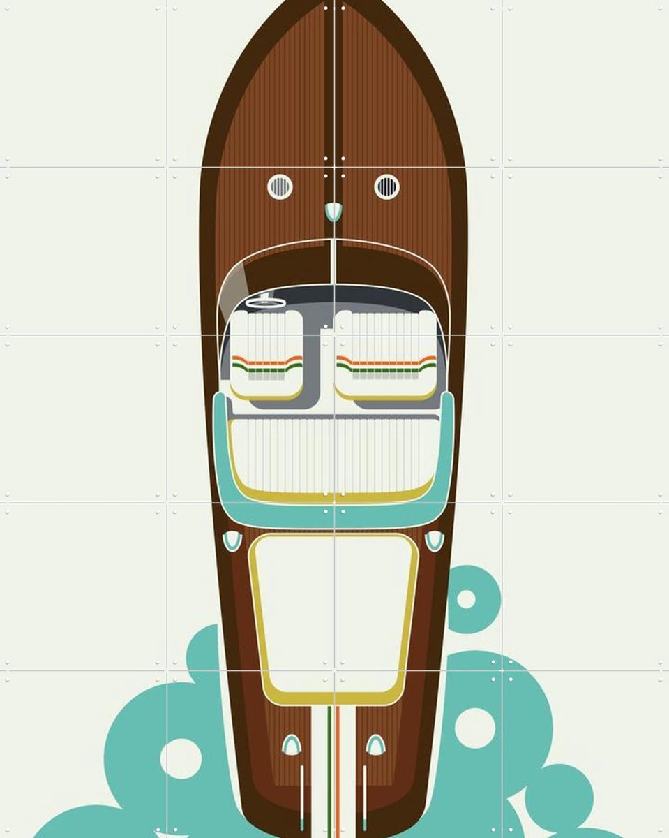 IXXI Riva, Bo Lundberg - 80 x 100 cm - Gratis ophangtool - Grote wanddecoratie en posters - Kleurrijk, Digitale Kunst, Vintage, Illustraties
