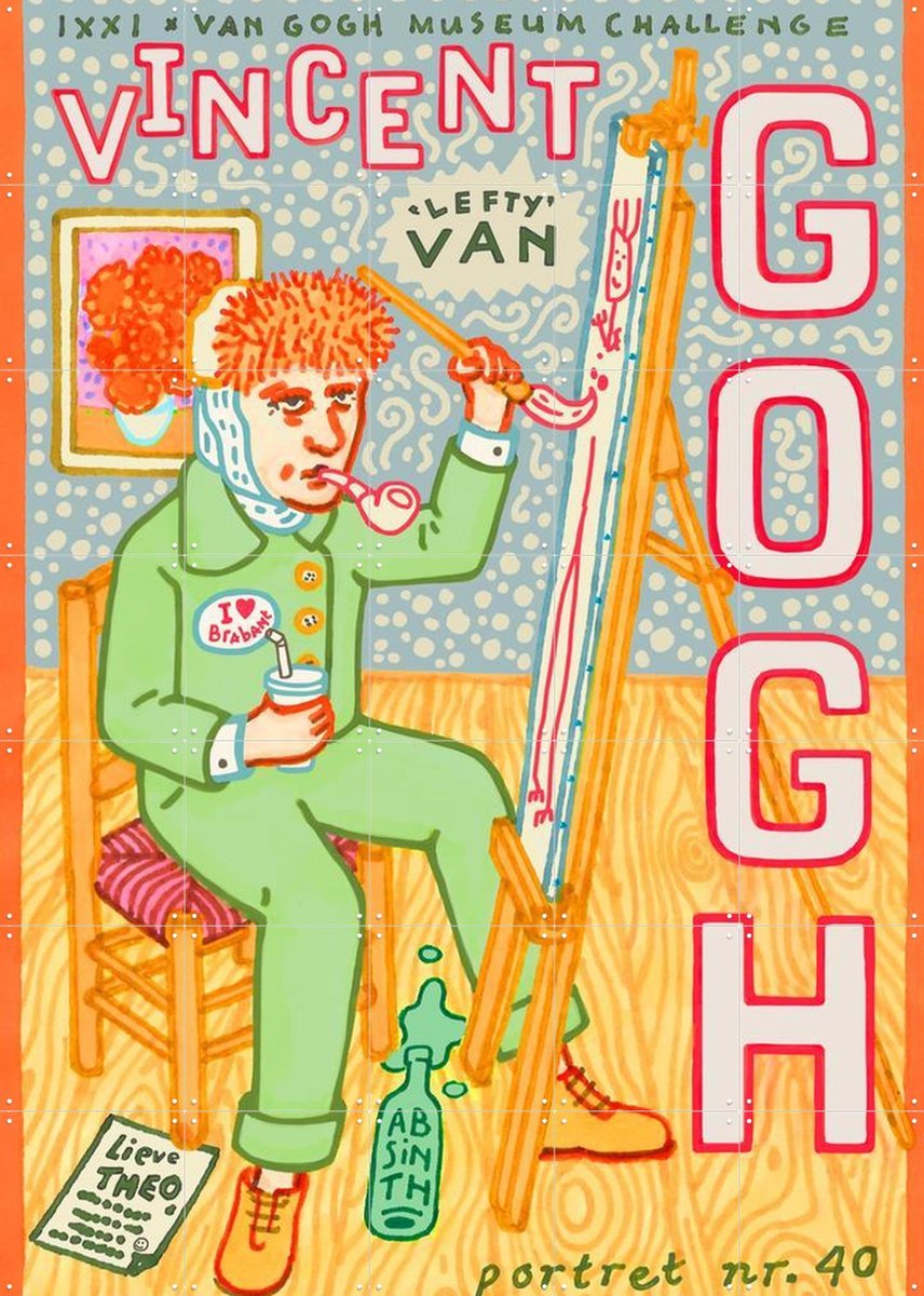 IXXI Portret nr. 40, Studio Boot & Van Gogh 21st Century - 100 x 140 cm - Gratis ophangtool - Grote wanddecoratie en posters - Illustraties, Speels