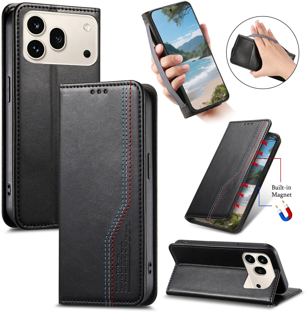 Praktische en Stijlvolle PU Leren Portemonnee Hoes voor Honor 600 / 600 Pro _ Zwart