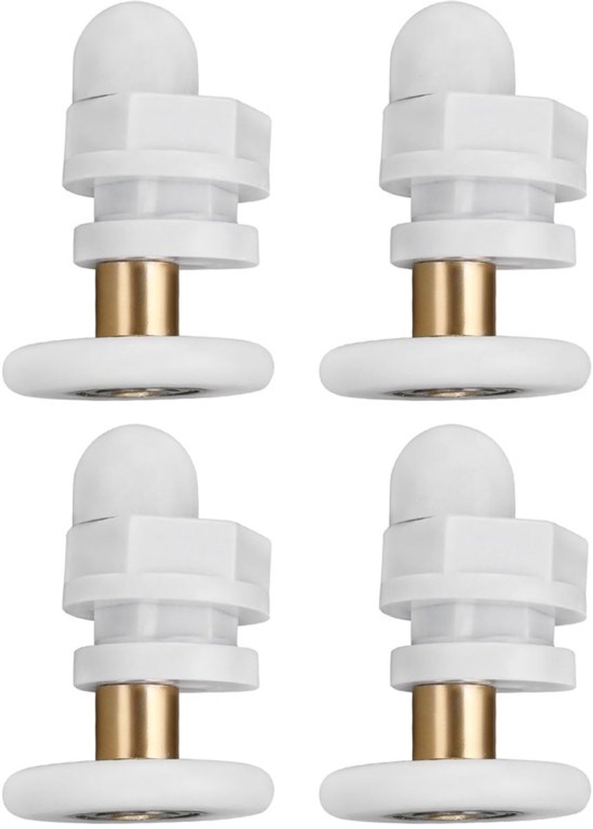 Dailygoods- Douche Deurrollen 29mm Ultra-Stil - 4 Stuks - Katrol - Koper/POM