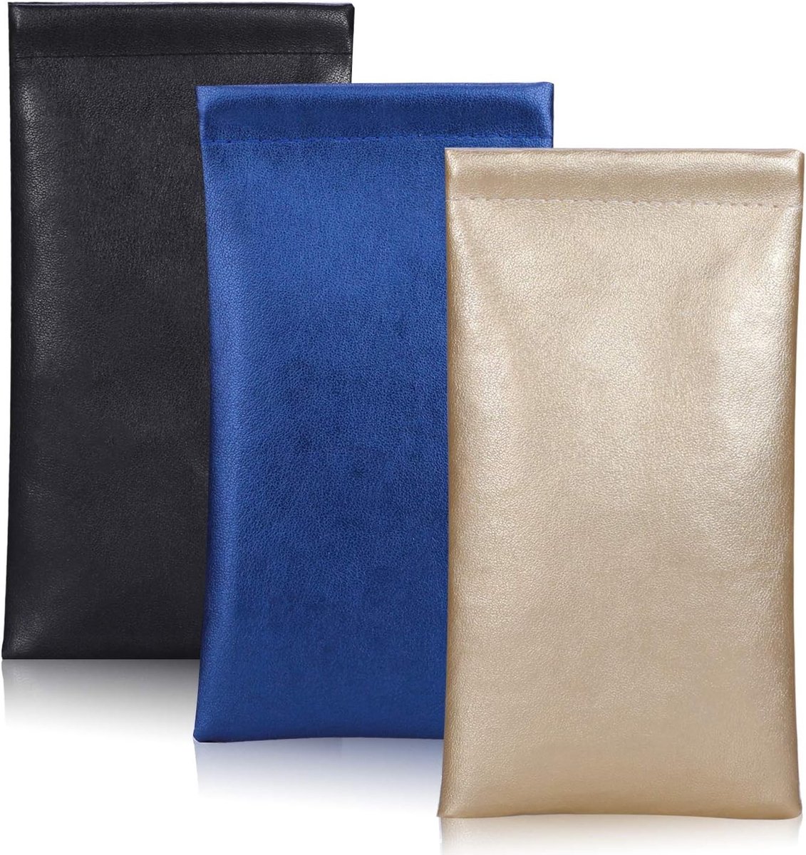 Leren brillenkoker 3-pack - Draagbare, zachte zonnebril tas voor volwassenen en kinderen - Ideaal voor reizen en bescherming van brillen