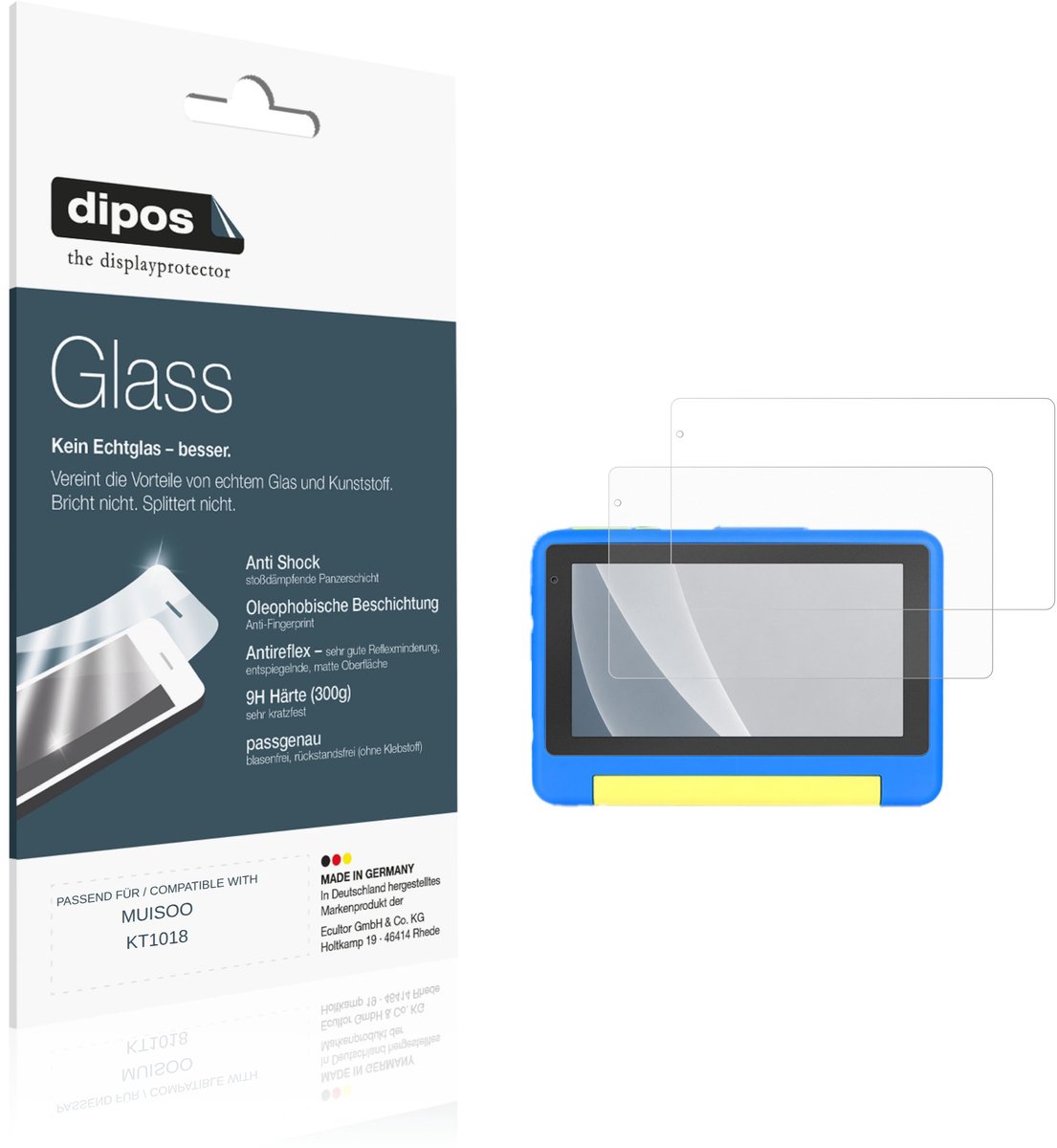 dipos – 2x Matte Pantserfolie geschikt voor MUISOO KT1018 | 9H Screenprotector