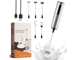 Melkopschuimer Elektrisch USB,Hand Melkopschuimer met 3 Snelheden en 5 RVS Opzetstukken,Elektrische Garde voor - ShopVlot