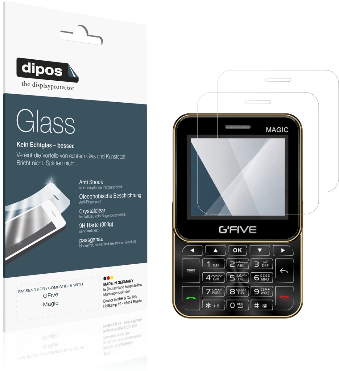 dipos – 2x Pantserfolie geschikt voor GFive Magic | 9H Screenprotector