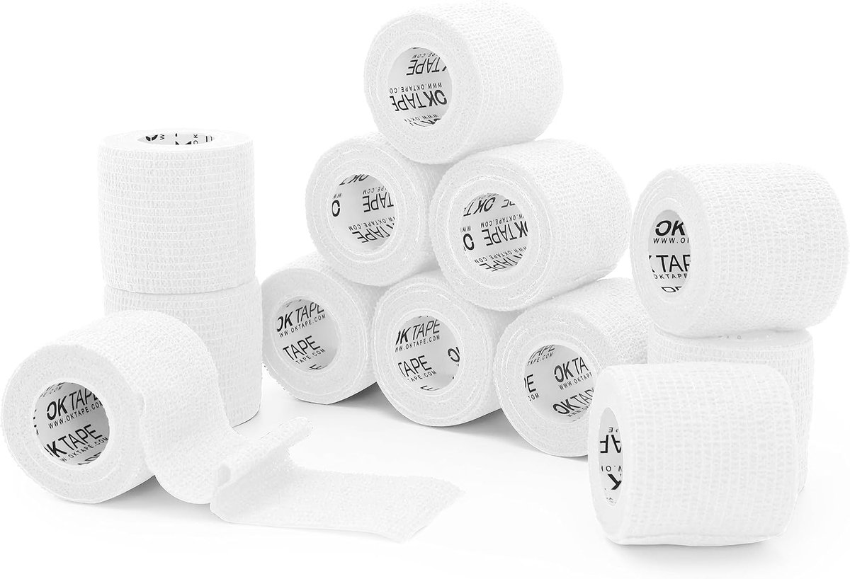 OK TAPE zelfklevende verbandwikkel (12 rollen, wit) - ShopVlot