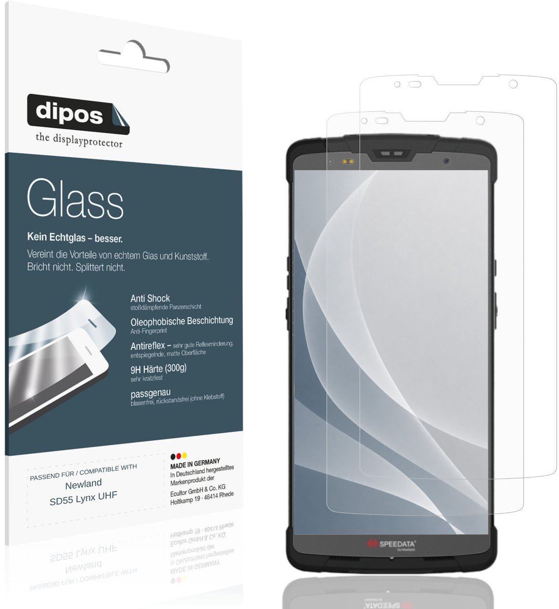 dipos – 2x Matte Pantserfolie geschikt voor Newland SD55 Lynx UHF | 9H Screenprotector