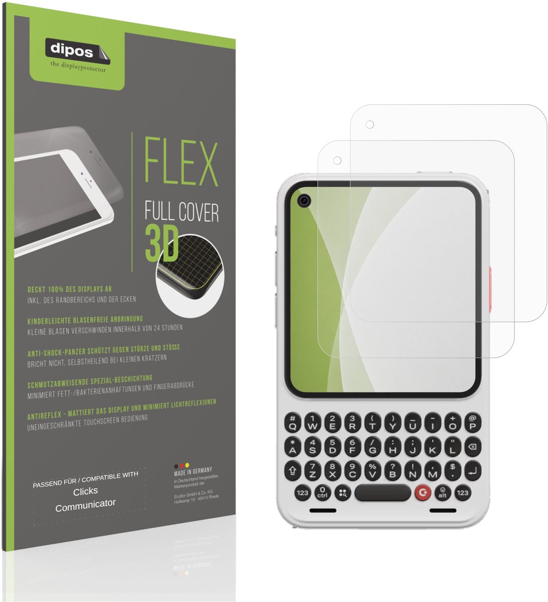 dipos FLEX – 2x Matte Screenprotector geschikt voor Clicks Communicator | Volledige Schermbescherming | Case-Friendly