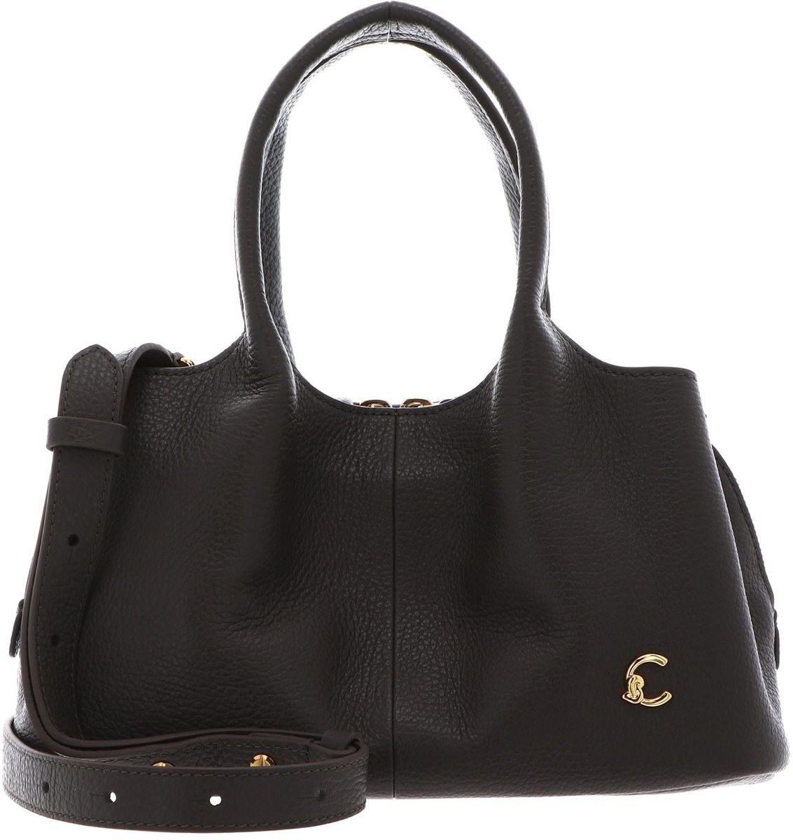 COCCINELLE Leren handtas schoudertas Nell Handbag Grained Leather Fango donkergroen