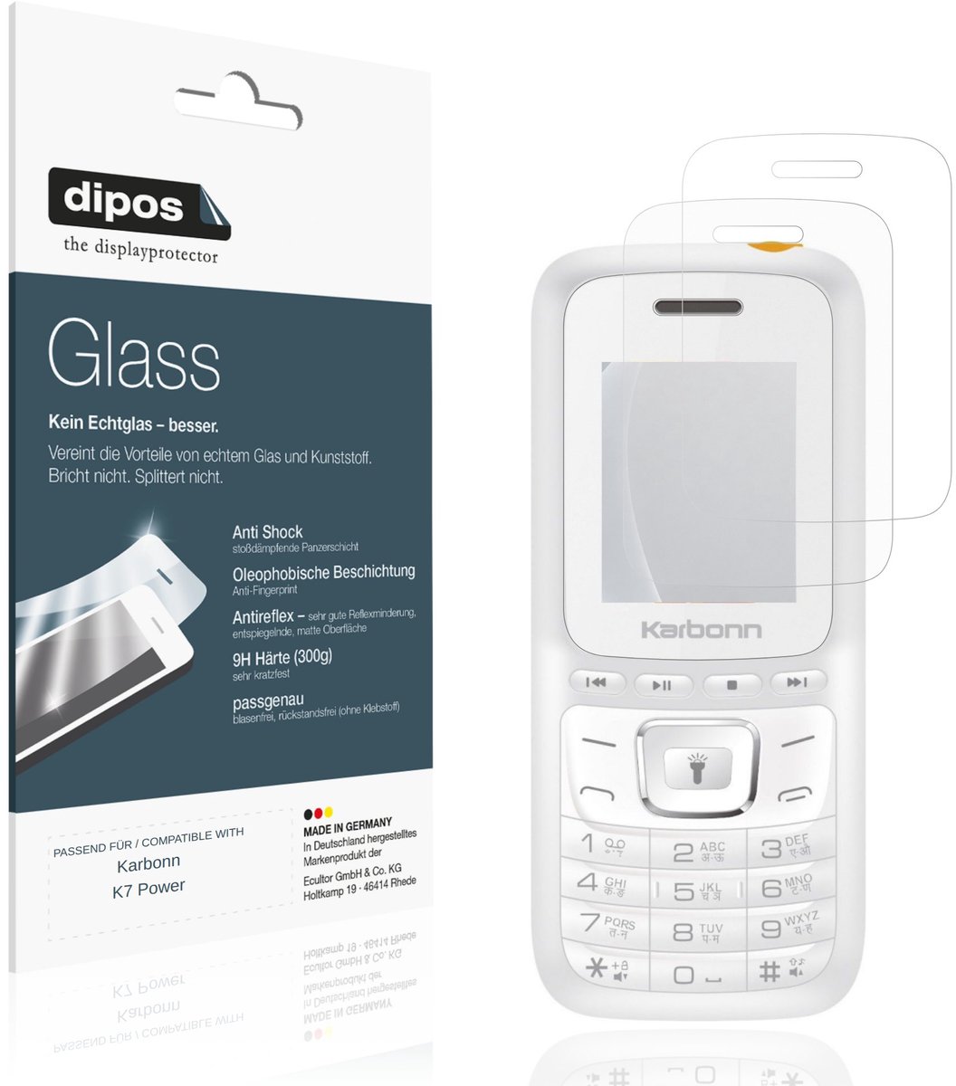 dipos – 2x Matte Pantserfolie geschikt voor Karbonn K7 Power | 9H Screenprotector