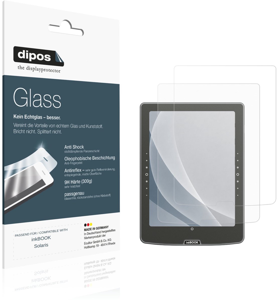 dipos – 2x Matte Pantserfolie geschikt voor inkBOOK Solaris | 9H Screenprotector