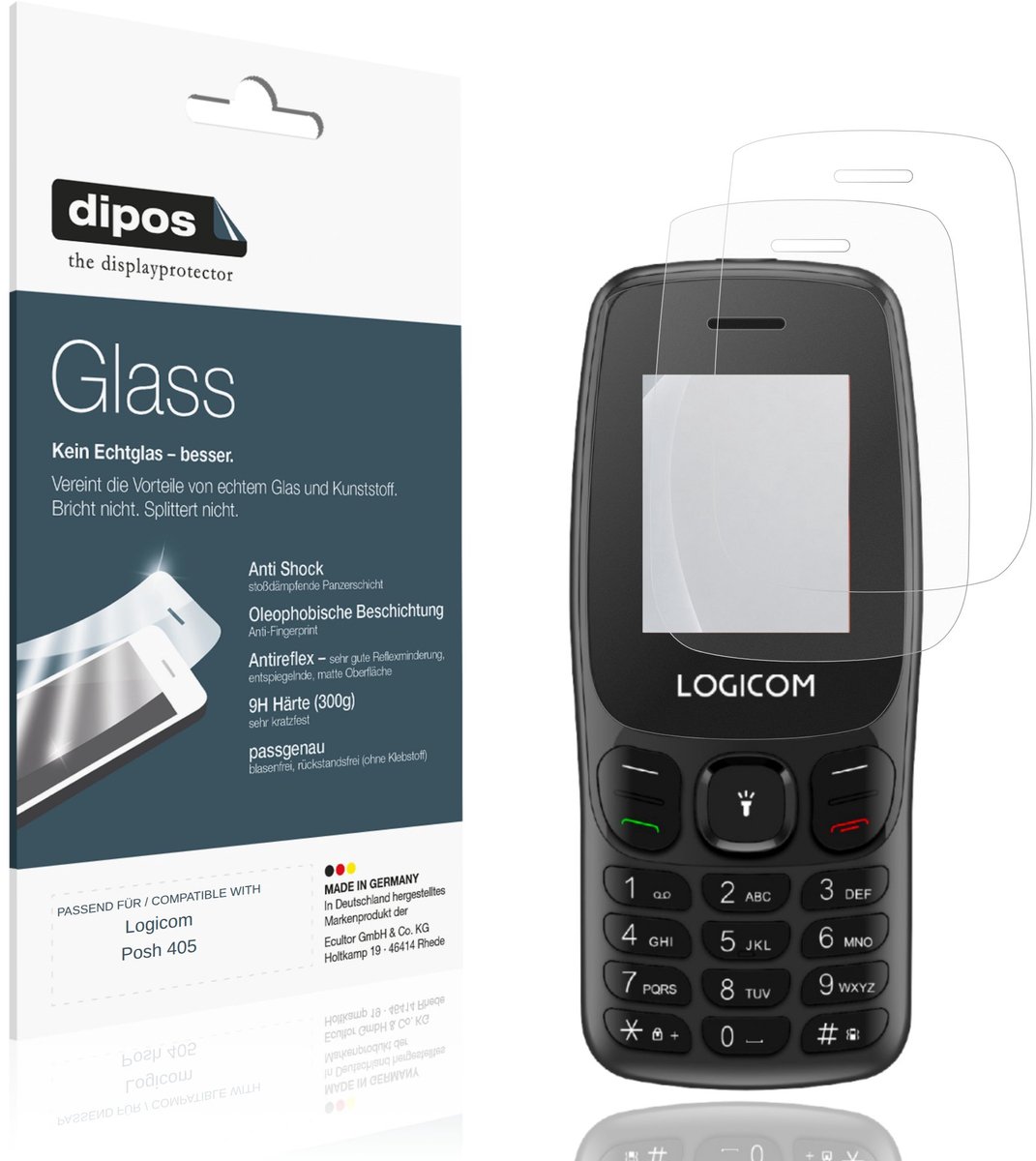dipos – 2x Matte Pantserfolie geschikt voor Logicom Posh 405 | 9H Screenprotector