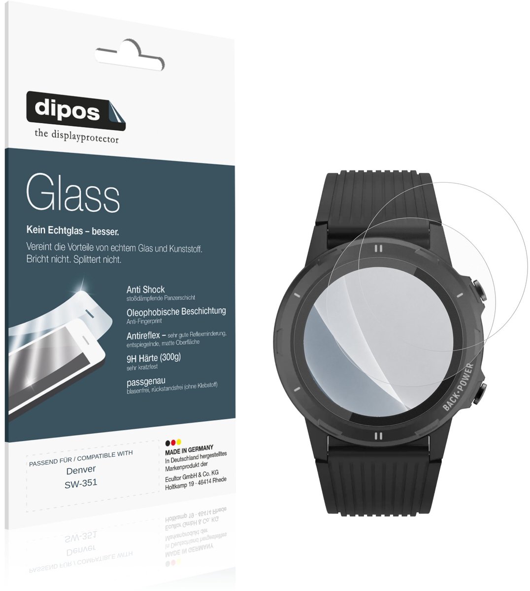 dipos – 2x Matte Pantserfolie geschikt voor Denver SW-351 | 9H Screenprotector