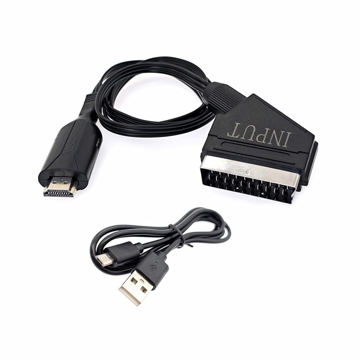 Scart naar HDMI Converter met USB-kabel, Full HD 720P/1080P Video- en Audio-adapter voor HDTV, STB en DVD-speler met uitstekende beeldkwaliteit