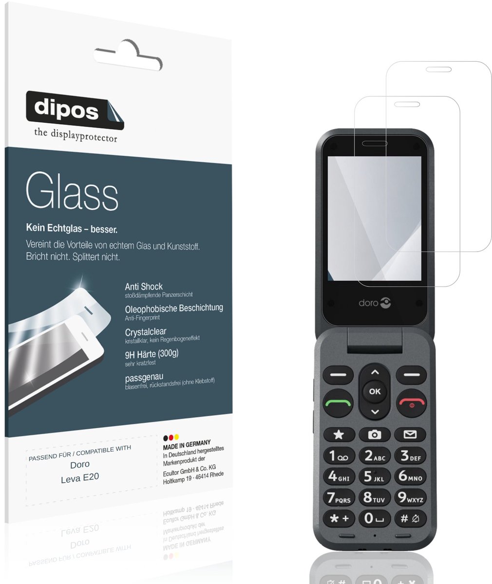 dipos – 2x Pantserfolie geschikt voor Doro Leva E20 | 9H Screenprotector