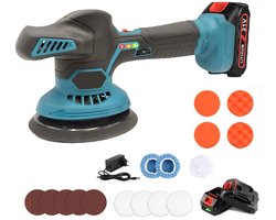 GDE - Accu Polijstmachine voor Auto - Draadloze Autopoetsmachine - 21 V - 6 Snelheden - 6.000 RPM - Accu - Oplader - Polijstpads