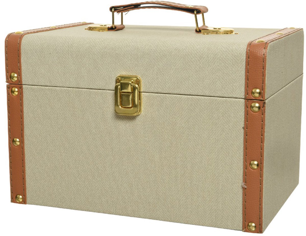 Kaemingk Decokoffer Beige-Bruin 28x18cm Kunststof