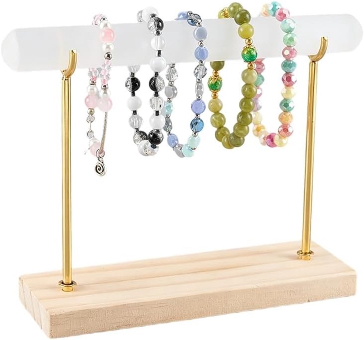 Seleniet Armbandhouder met 1 Niveau, Perfect voor het Weergeven van Sieraden, Opladen en Reinigen van Gothic Kristallen Armbanden