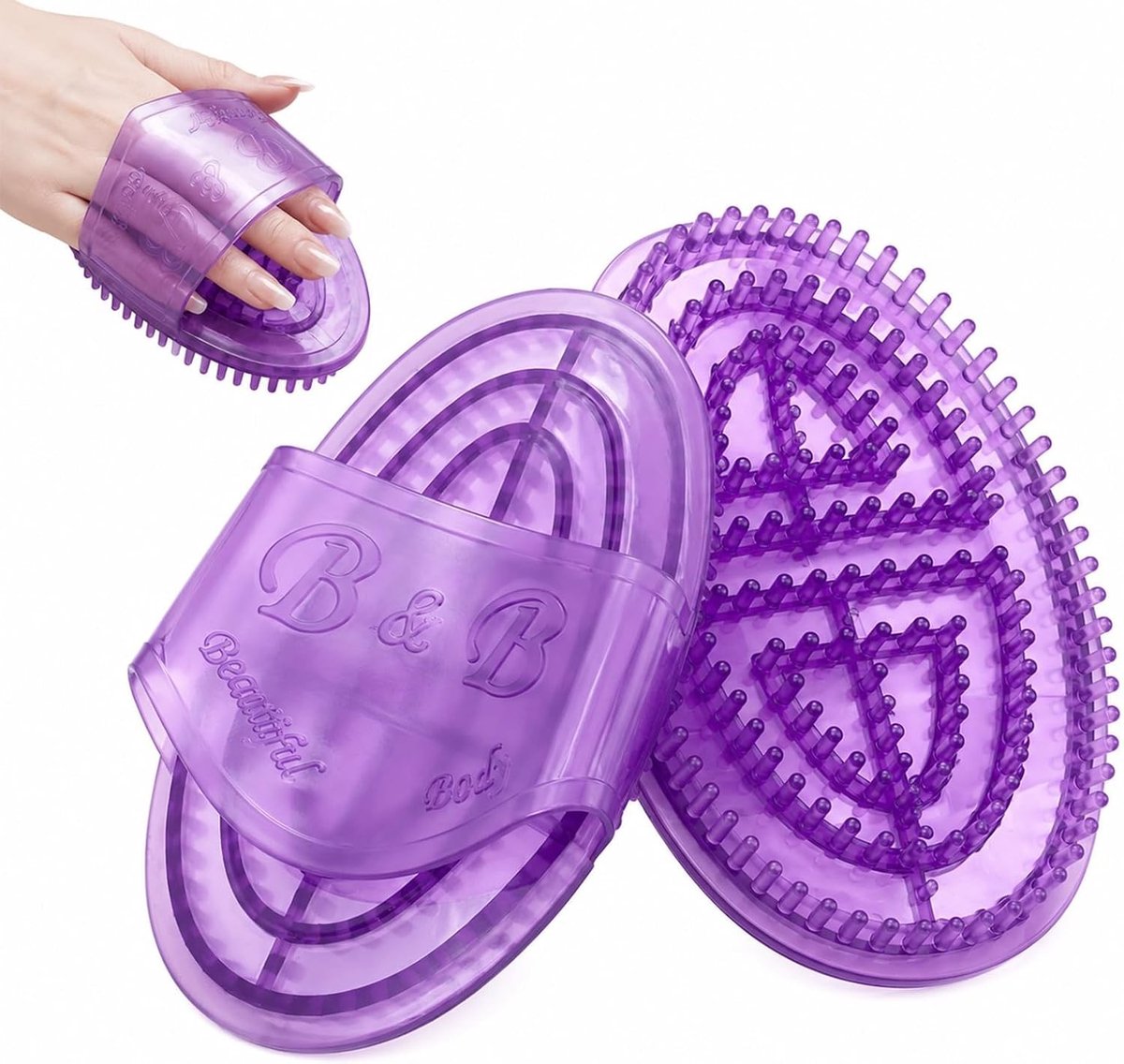 Massageborstel en massagehandschoenen voor spierontspanning, ergonomisch ontwerp, ideaal voor fitness en reizen
