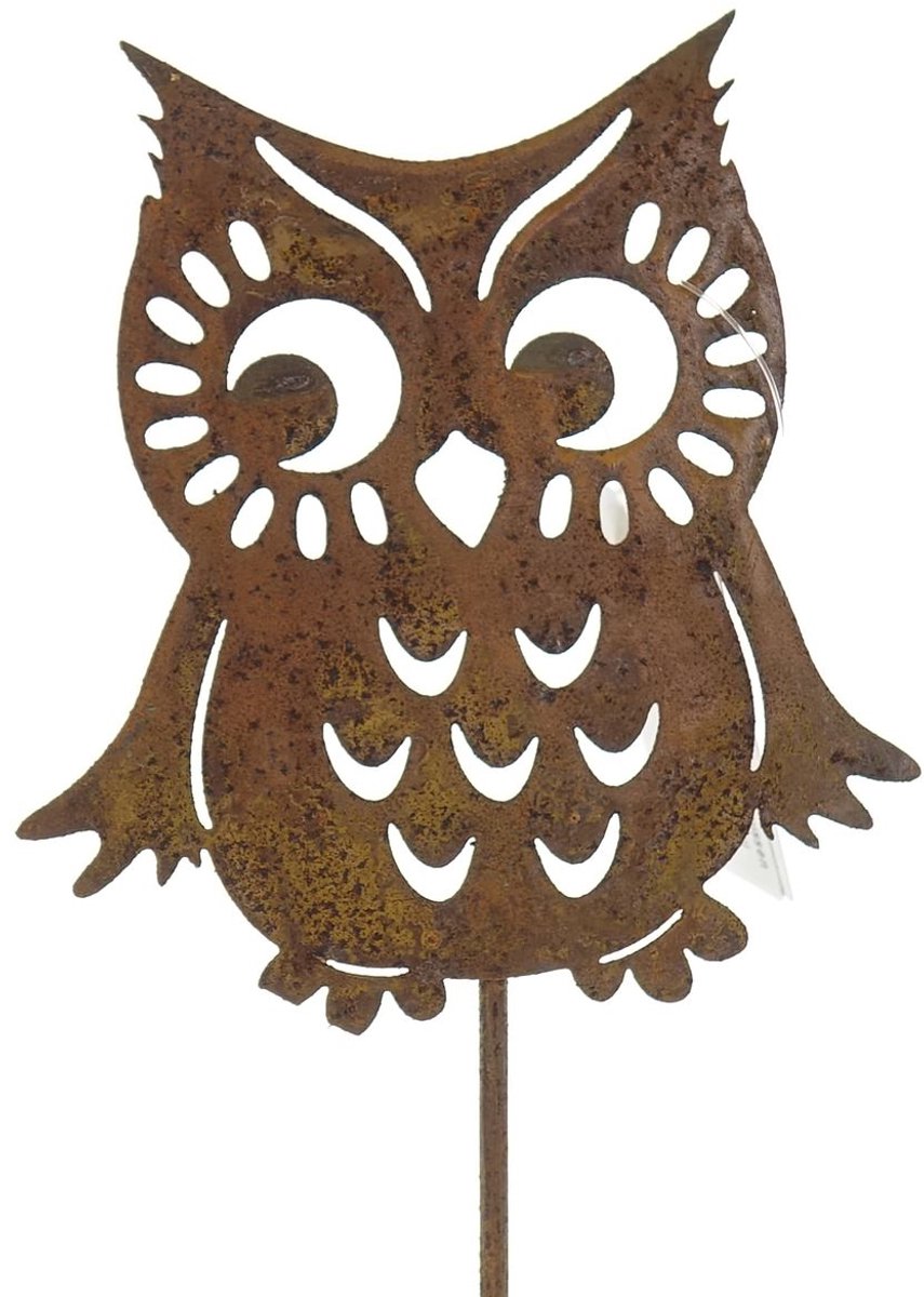 SCHEULEN Plantenstekker Uil Vleugels Buiten Roestlook 35 cm Metaal