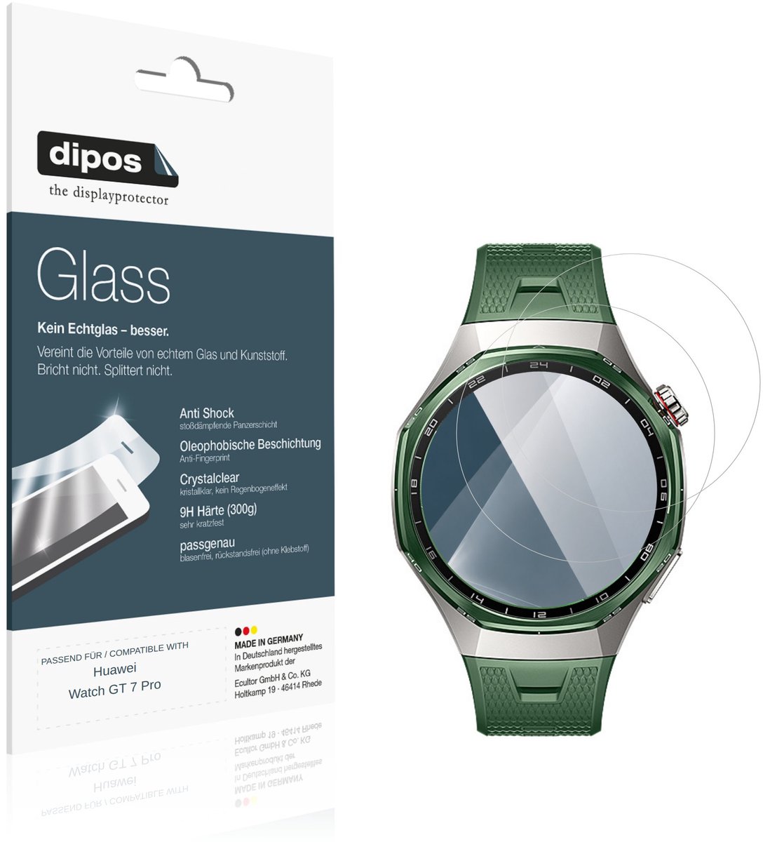 dipos – 2x Pantserfolie geschikt voor Huawei Watch GT 7 Pro | 9H Screenprotector