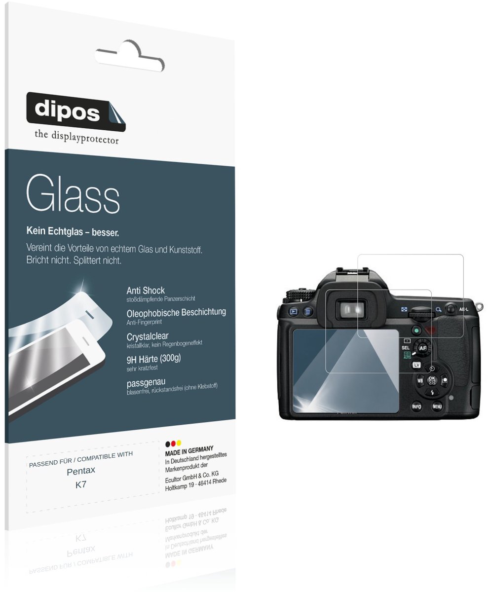 dipos – 2x Pantserfolie geschikt voor Pentax K7 | 9H Screenprotector