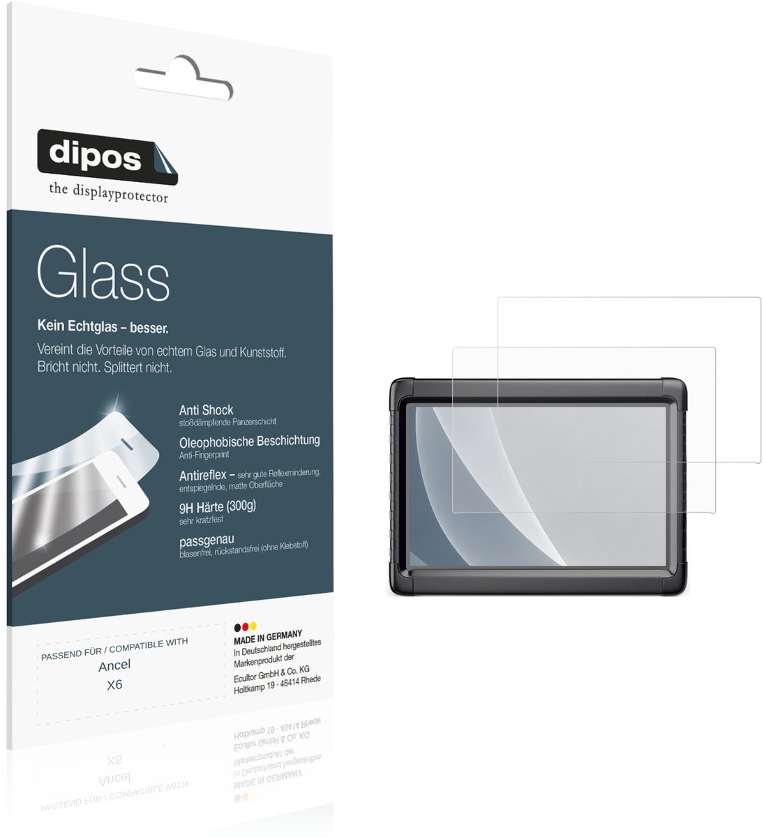 dipos – 2x Matte Pantserfolie geschikt voor Ancel X6 | 9H Screenprotector