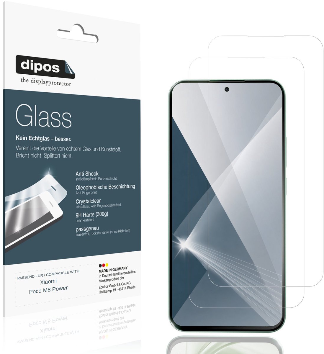 dipos – 2x Pantserfolie geschikt voor Xiaomi Poco M8 Power | 9H Screenprotector