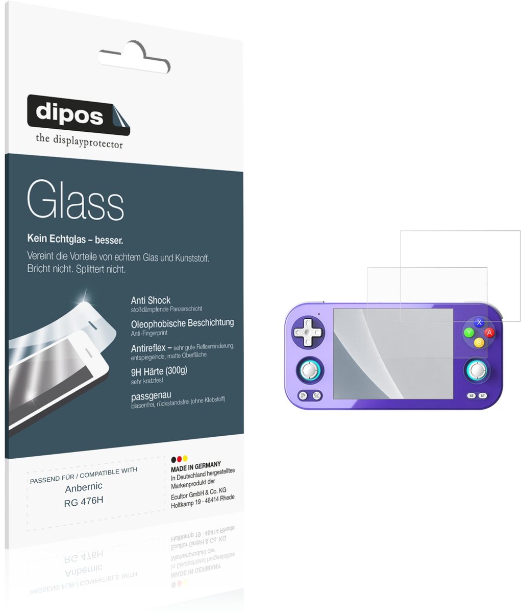 dipos – 2x Matte Pantserfolie geschikt voor Anbernic RG 476H | 9H Screenprotector