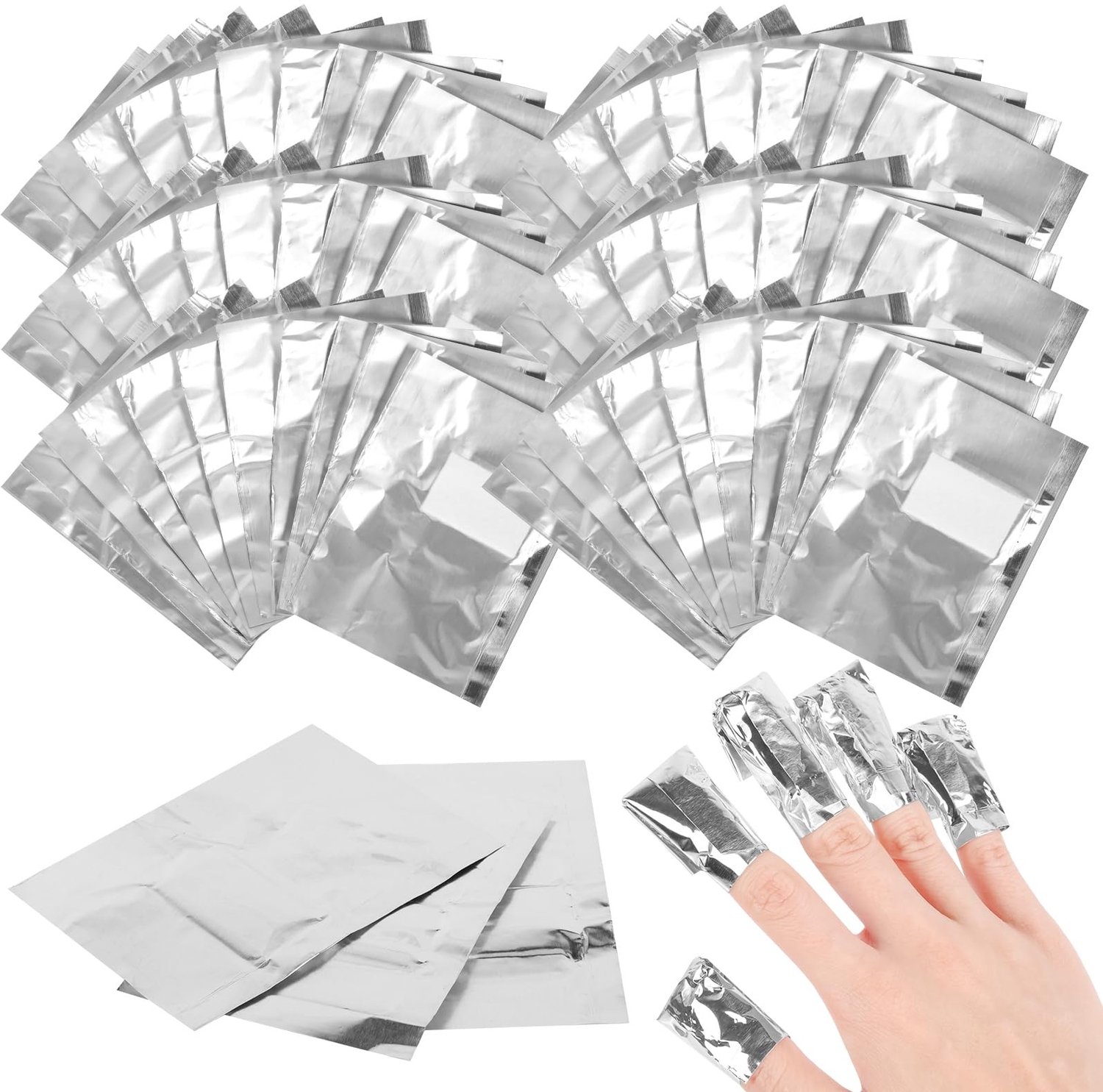 500 Stuks Nagellak Remover Wraps - Aluminiumfolie met Katoenen Watten