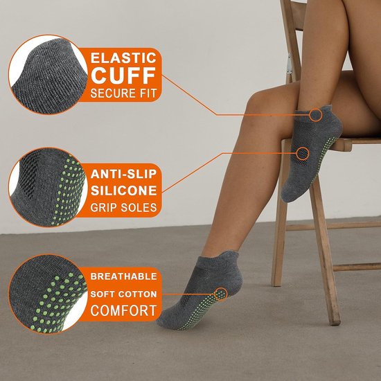 3 Paar Antislip Sokken Dames - Yoga, Pilates, Thuis & Ziekenhuis — afbeelding 3