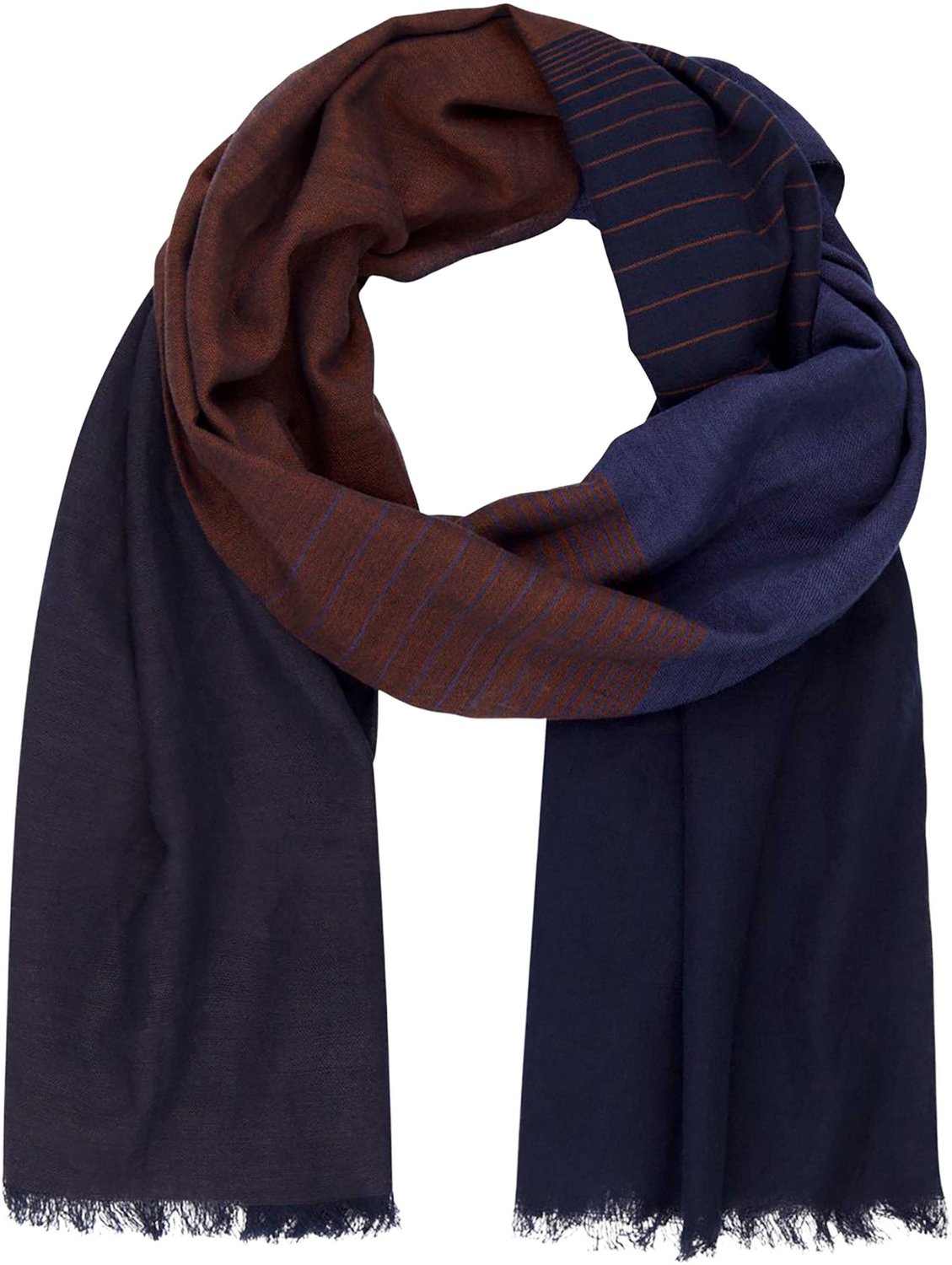 LINDENMANN heren sjaal - marine-rood gestreept