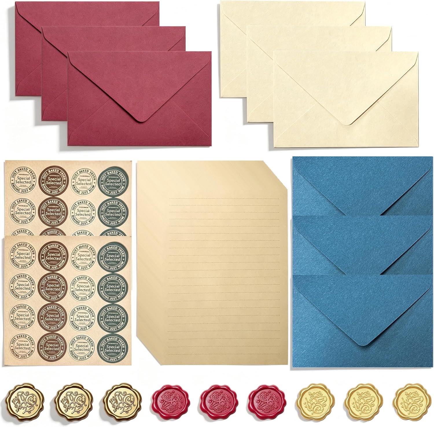 Vintage briefpapier set - 40 stuks - linnen enveloppen - ideaal voor liefdevolle brieven - Vemera