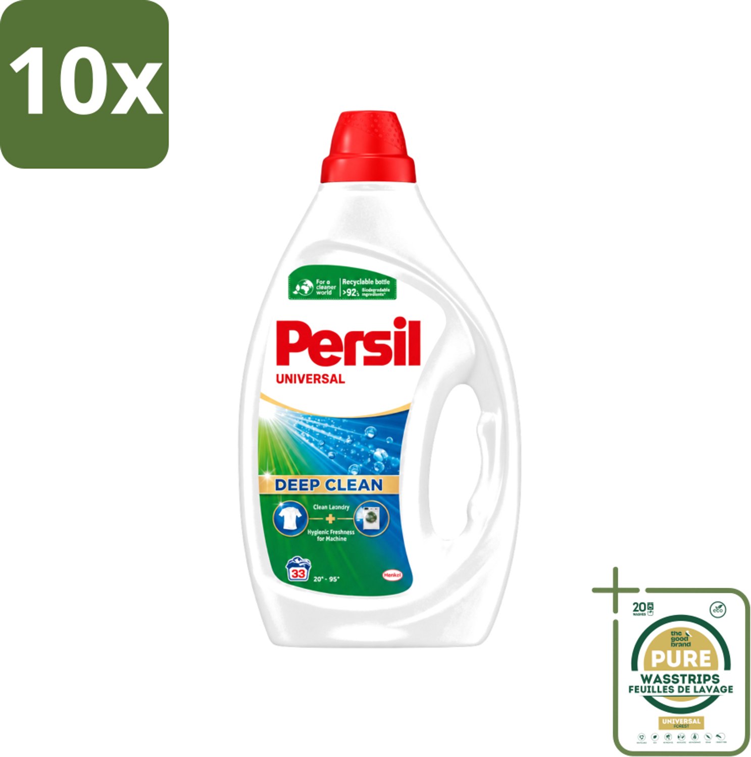 10 x Persil Universal - Vloeibaar Wasmiddel - Witte en Gekleurde Was - 33 Wasbeurten - Wasstrips - Persil Universal Gel - Wasmiddel - Vlekverwijdering - Frisheid - Wasmachine
