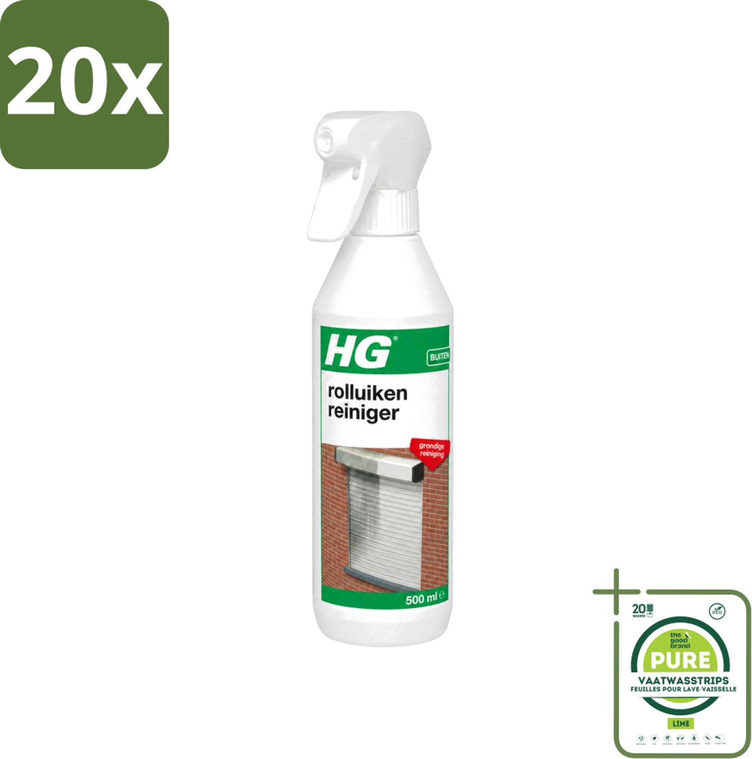 20 x HG - Rolluikenreiniger - Grondige Reiniging - 500 ml - Grootverpakking - Vaatwasstrips - Rolluiken Reinigen - Rolluiken Reiniger - Rolluik Reinigen - Rolluik Reinigingsproduct - Rolluik Reinigen Zonder Krassen