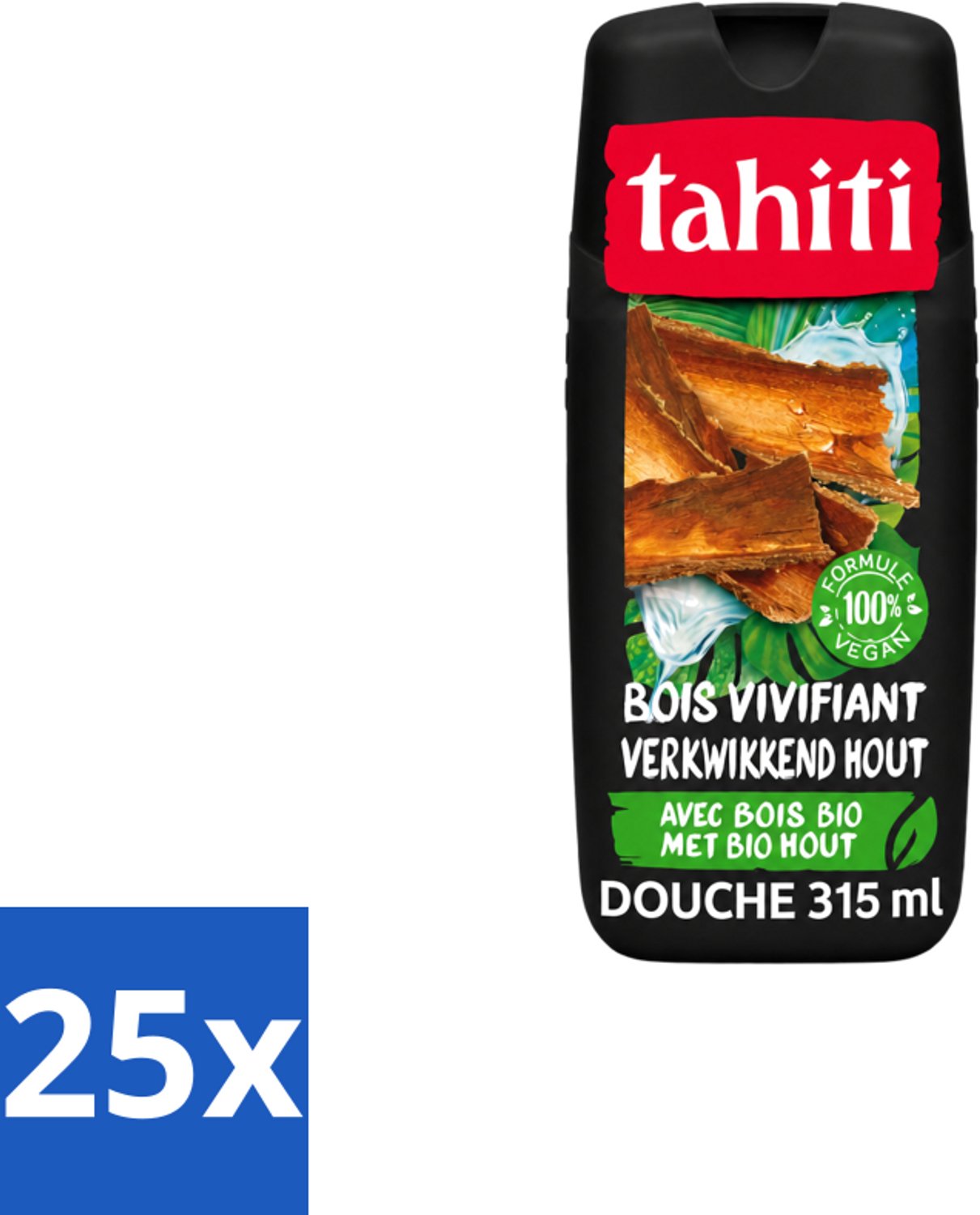 25 x Tahiti – Douchegel – Tropenhout Vegan - 315 ml - Voordeelverpakking - 25 stuks