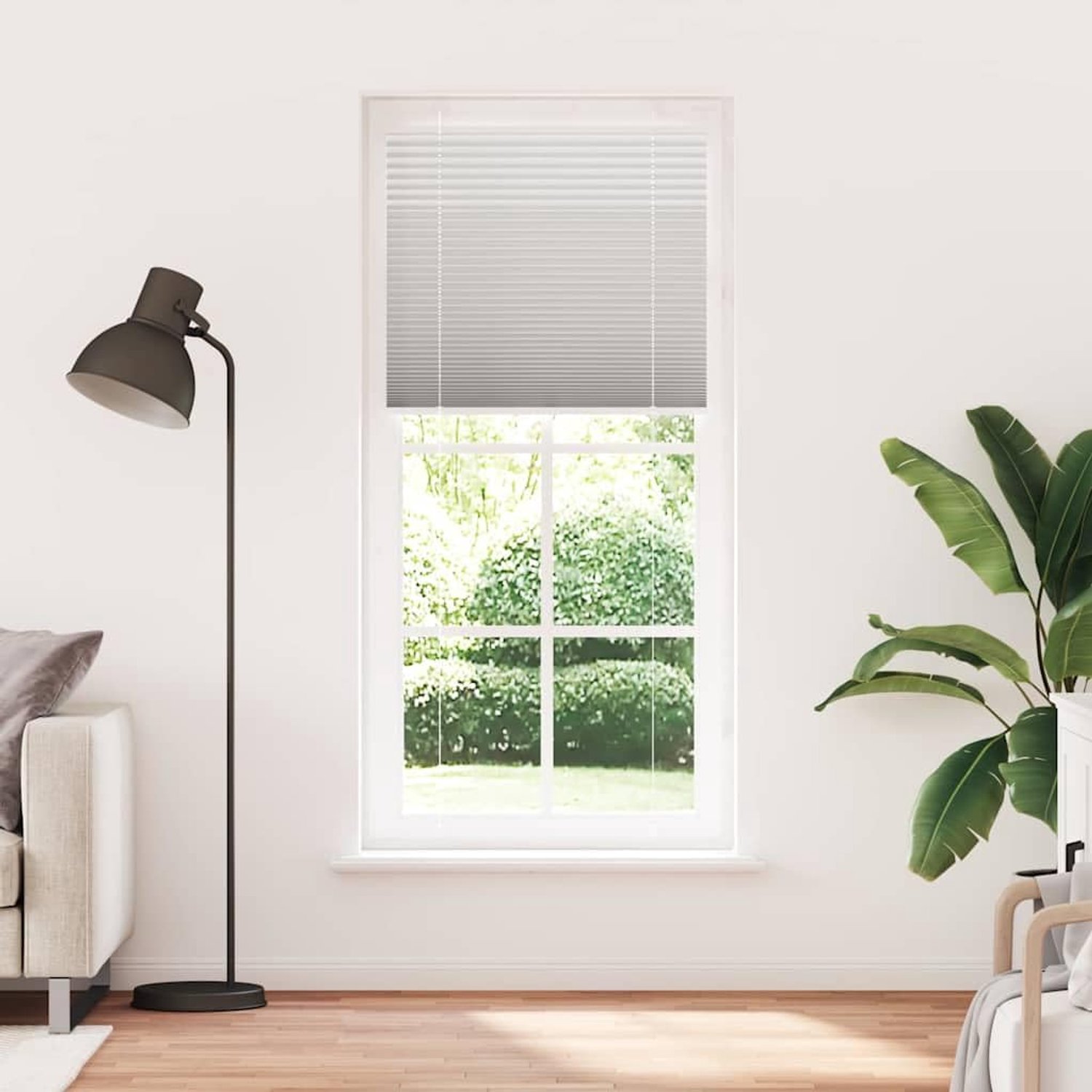 Plissé voor ramen, 100% polyester, zicht- en zonwerend, rolgordijn met klemdragers en schroeven, elegant design voor woonkamer, slaapkamer en kantoor